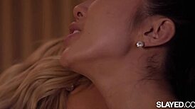 Slayed luscious Allie fingers, kisses, and muff dives Nicole's pussy with toys in this USA lesbian scene.