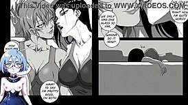 girls enjoy a fun night out together in anime style.