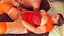 Granny Velma's Double Dildo Play Ends in Mystery Cum Blast! 😲