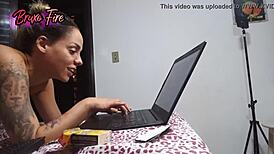 blonde tattooed teen likes fucking big cocks with her friend in amateur scene