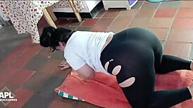 my quirky roommate loves working out with a big ass and cameltoe on display