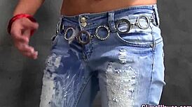 Bukkake Wam Slut Rubs Cunt in Gloryhole Session