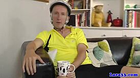 British Mature Woman Picks Up Cyclist For Ride