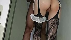 Slutty maid outfit on, she takes my full load inside