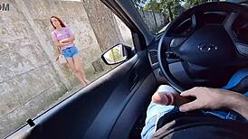 Masturbation Risky for Hot Girl Watching Me at Bus Stop