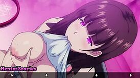 mika tries her first blowjob and gets a facial in hentai game