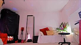 Naughty curvy maid cleans room and poses