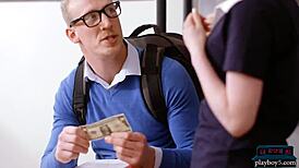 Redhead teen shakes her big ass on a fresh student