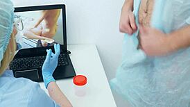 नर्स पेशेंट को हिलाती है! प्रोस्टेट मसाज सेमेन टेस्ट के लिए!