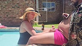 Old fat guy gets his cock sucked by hotel girl in public 😏