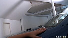 Damn, this hottie rides a guy till he cums on her back!