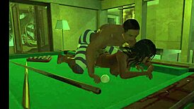 Playing On The Pool Table With Anime Hentai Action!