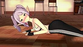 Frieren gets fucked on the floor in sportswear