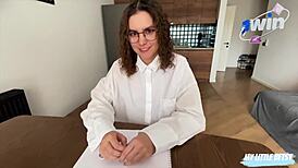 Sexy and horny student seduced her teacher during the exam