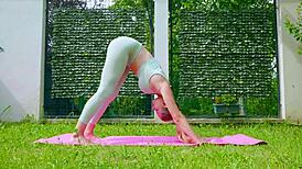 Hey, check Stella Cardo doing sexy outdoor yoga with that cute body!