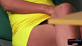 British office worker with big boobs has femdom and maledom sex at work