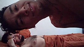 i woke up my hairy gay stud with a nice blowjob, taking advantage of his morning erection in this amateur bareback scene.