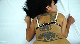 thai girlfriend gets a messy creampie in pov