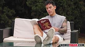 Hey, straight step brother learns gay sex tricks today! 😜