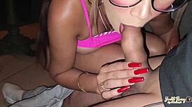 Bold Horny Latina client drags us to club corner for wild creampie banging