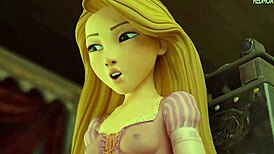 Rapunzel Sees Cock And Tries Footjob Animation