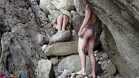 Cave woman came for sex, got all holes stuffed hard, oops!