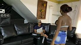 Colombian employee lets herself get fucked in the bathroom for money, taking big black cock cowgirl