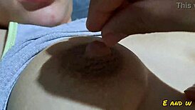 my little 18+ stepdaughter shows me something while we watch a movie