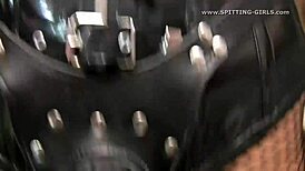 Femdom Mistress Spits on Her Big Black Cock