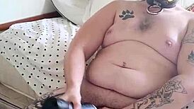 dog jerks off to relax, just chilling with his fat cock