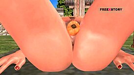 cute indian girl in 3d cartoon laying down with a carrot