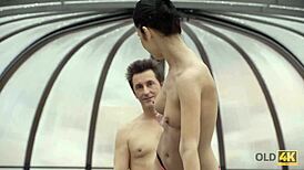 Watch this skinny pornstar strip and get drilled hard!