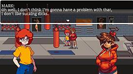 hey, that muscular gym girl in hentai loves sucking my cock after our workout