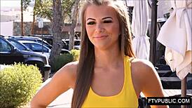 Flexible Girl Flashes Upskirt on Busy Street