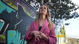 Sports casting turns into raw public sex with a hot interview.