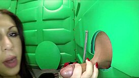 i sucked at the porta gloryhole on the construction site and swallowed cum