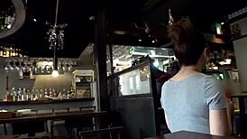 Asian babe begs for rough 3p sex with spanking and cumshots