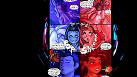 Detailed Cartoon Party Scenes With Anime Characters And Hentai Elements