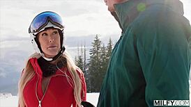 Hot brunette toys shaved pussy to orgasm with dildo