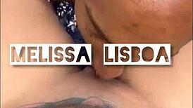 Melissa lisboa shows off while taking cum in mouth and ass