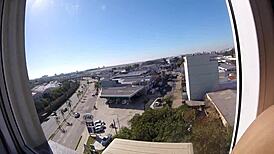 watching her naked body in the hotel window creampie voyeur