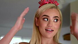 Blonde teen gets facial on birthday