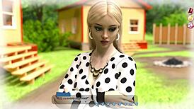 Blonde cartoon babe with small tits fingering in underwear!