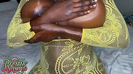 Step Daddy Pounds Ebony Babe Hard, Squirting Creampie