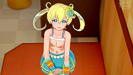 Emo moegi strips in dressing room with kiratto pri chan