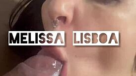Melissa lisboa shows off while taking cum in mouth and ass