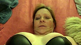 Granny carmen rides cock in cowgirl position with vibrator for intense orgasm closeup