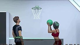 3D cartoon of a submissive man pleasing his femdom mistress
