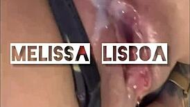 Melissa lisboa shows off while taking cum in mouth and ass