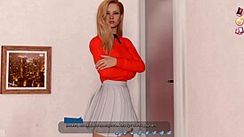 Blonde cartoon babe with small tits fingering in underwear!